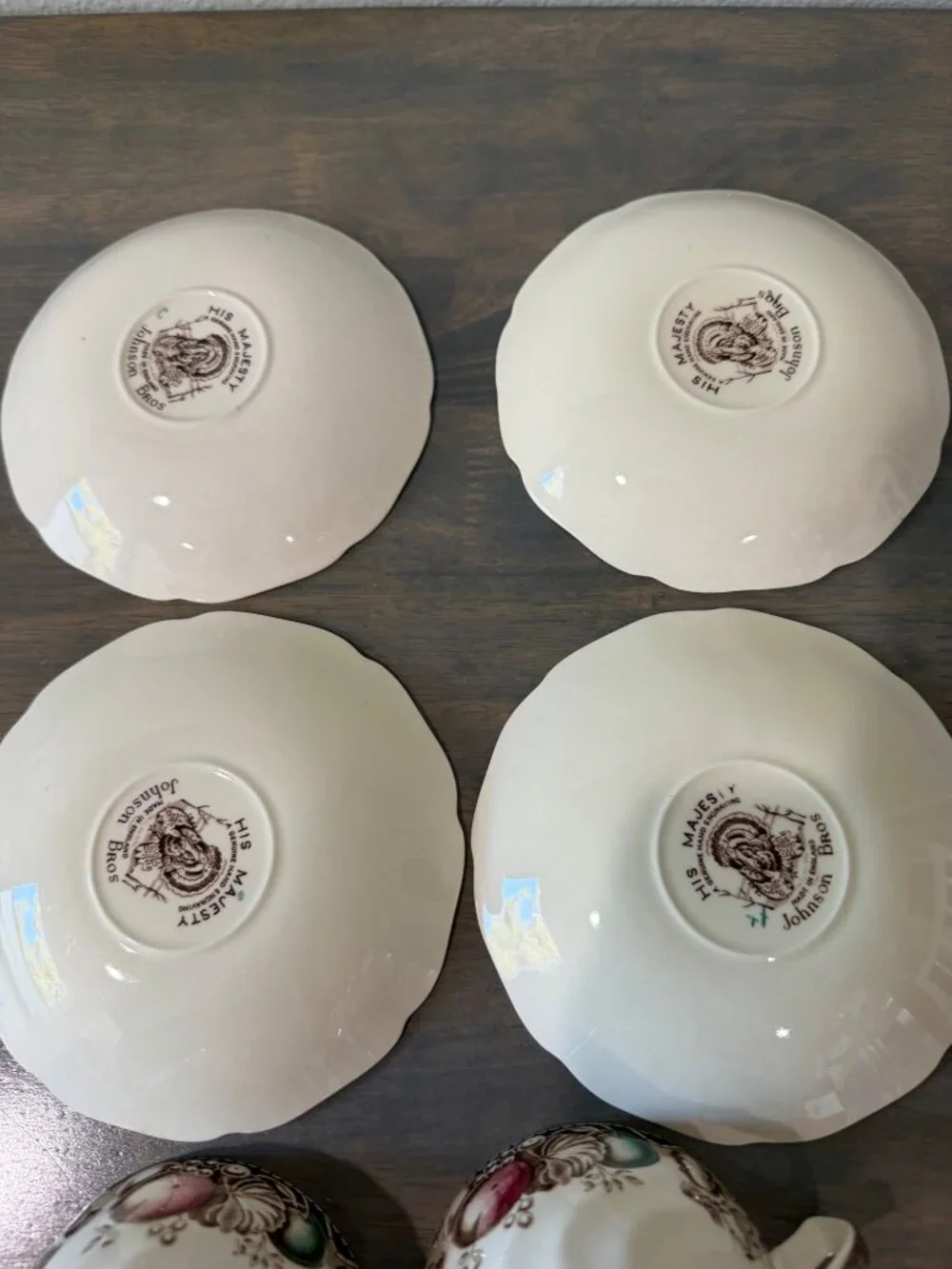 Johnson Brothers His Majesty Thanksgiving Turkey Cups and Saucers Set of 4